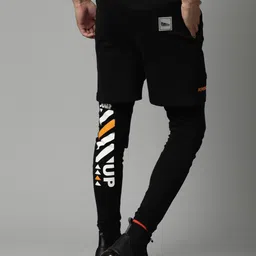 Breakbounce Men Black Pure Cotton Regular Fit Solid 2-in-1 Shorts with Skinny Leggings image 3