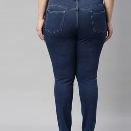 Go Colors Women Plus Size Blue Regular Mildly Distressed Stretchable Jeans image 4