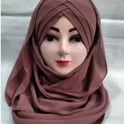 alhamzah Solid Georgette Women Pink Scarf, Stole, Fancy Scarf-picture-13