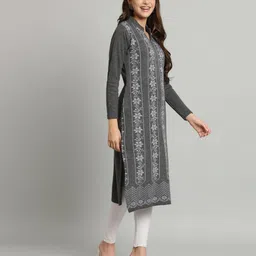 hermiston Women Self Design Wool Straight Kurta image 3