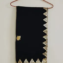 abhikart Velvet Embellished Black Women Dupatta image 3