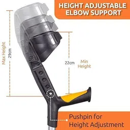 excliq Elbow Crutch with Height Adjustable Elbow Support Walking Stick image 2