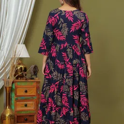 nkrm Women Embroidered Cotton Rayon Anarkali Kurta image 3