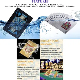 aseenaa Waterproof Washable & Flexible Playing Cards for Party Game(Gold Black & Silver) image 2