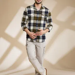 being human Men Slim Fit Checkered Casual Shirt image 2