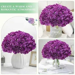 blossom bliss Artificial Hydrangea Flower Stick for Home & Vase Decoration | Soft Silk Bloom Purple Hydrangea Artificial Flower image 3
