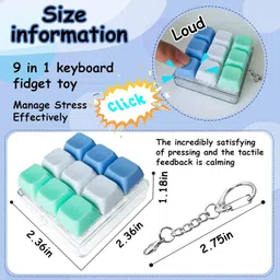 geggal 9-in-1 Colorful Keyboard Fidget Toy for Adults – Stress Relief Keychain image 2