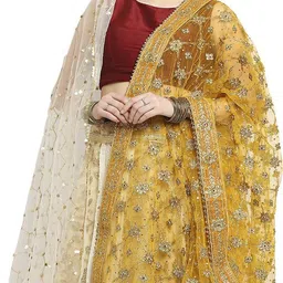 dupatta bazaar Net Embellished Yellow Women Dupatta image 2