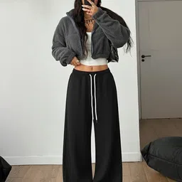 dockstreet Women Solid Black Track Pants-picture-31