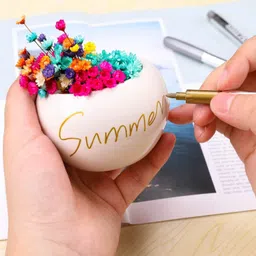 definite 2Pc Silver & 2Pc Golden Metallic Craftwork Pen (1.5mm) for Plastic, Glass etc image 5