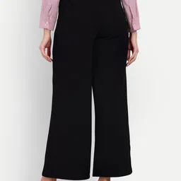 next one Women Loose Fit Black Lycra Blend Trousers image 3