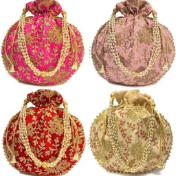 daily deals Women Beige, Red, Pink, Tan Potli-picture-30