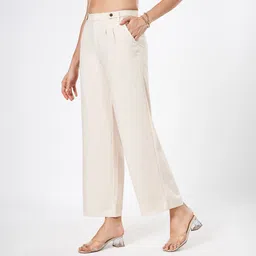 honey by pantaloons Women Comfort Fit White Polyester Trousers image 4