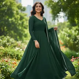manyaafashions Solid Georgette Stitched Anarkali Gown-picture-10