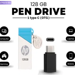 HP v215m 128 GB Pen Drive Compatible with Audio Player, Desktop Computer, Gaming Console, Laptop, Mobile, Tablet, Mobile USB 2.0, USB 3.0 Metal Case-picture-41