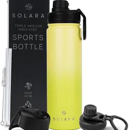 solara Vacuum Insulated Stainless Steel Water Bottle for Hot and Cold, Lime Green 650 ml Bottle-picture-10