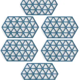 pepplo PVC Coaster large Heavy-B1-Triangle-Blue_6,Pack of 6 Silicone Trivet-picture-26