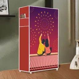 zenvexyo 6 Tire Couple Printed PP Collapsible Wardrobe image 2