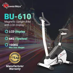 powermax fitness BU-610 Magnetic Upright Bike with LCD Display Upright Stationary Exercise Bike image 2