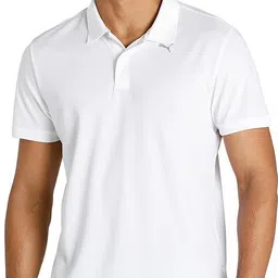 puma Men Solid Polo Neck Polyester White T-Shirt-picture-15