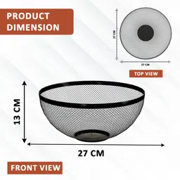homestic 2 Pcs Metal Mesh Fruits & Vegetables Basket Bowl | Black Iron Fruit & Vegetable Basket image 4