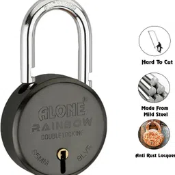 alone Rainbow Round 65mm lock 5 Keys Padlock for door Black Matte Finish Padlock image 3