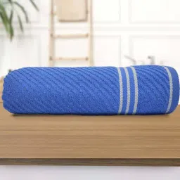 athom living Blue Cotton Solid 500 GSM Bath Towel (1 Pc)-picture-19