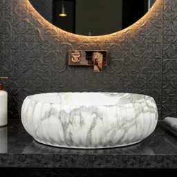 delta Premium Designer Ceramic Matt Finish Wash Basin(M60) (20x14x5) Maxico(M60) Matt Table Top Basin image 2