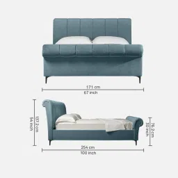 casacraft from pepperfry Perfect Upholstered Queen Size Bed In Grey Color image 2