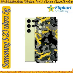 Flipkart SmartBuy samsung s23 ultra 5g mobile skin premium matte finish camouflage yello r74 Mobile Skin image 1