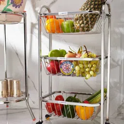 pro astrol Stainless Steel Fruit & Vegetable Stand for Kitchen 3 Layer (Tier) Stainless Steel Kitchen Trolley-picture-17