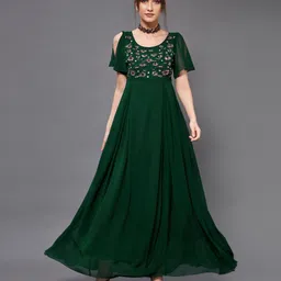 miss chase Women Gown Dark Green Maxi/Full Length Dress-picture-11