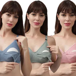 csu Pack of 3 Women Maternity/Nursing Non Padded Bra-picture-23