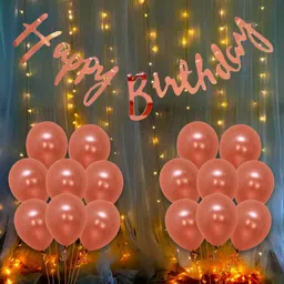 Rose Gold Birthday Decoration Kit - 52Pcs Happy Bday Banner-image-10