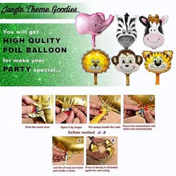 aniloons Jungle Theme Birthday Decoration Kit With Animal Character Printed Banner image 3