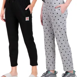 fashionhousets Pack of 2 Women Solid, Printed Multicolor Track Pants-picture-46