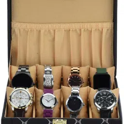 grott 8 Slot Watch Box Organizer for Men & Women | PU Leather | Lockable Case Watch Box image 4