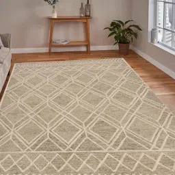 saraswati global Sand Geometric Wool 4 ft x 6 ft Hand-Tufted Carpet-picture-21