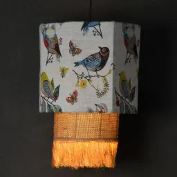 opaque studio Peren Jute Geometric Pendant Hanging Light (Brown & White)-picture-10