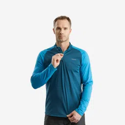 Men Hiking Long Sleeved Warm T-Shirt SH100 Blue-image-43