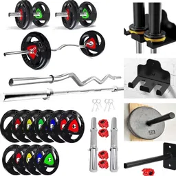 ymd 30 kg Premium Metal integrated Plates (2.5KGx4 5KGx4) 5FT Curl 6FT Straight 28MM Home Gym Combo-picture-11