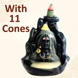 murtimall Handmade Polyresin Adiyogi Backflow Idol for Home Decor Polyresin, Marble Incense Holder Set image 1