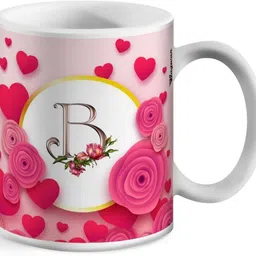 B Letter Printed Ceramic Tea Coffee Ceramic Coffee Mug-image-83