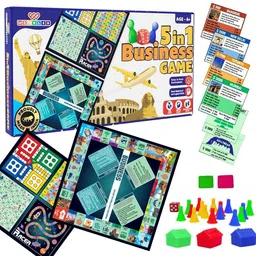 5in1 Business Game Board Games Set with Ludo Snakes and Cricket Educational Toy Board Game Accessories-image-45