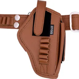 shah Unisex Leather .45 Pistol Cover With Belt Racquet Carry Case/Cover Free Size-picture-12