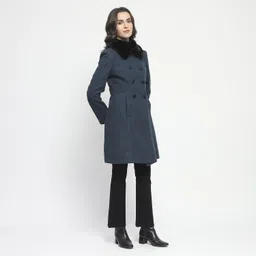 madame Polyester Solid Coat For Women image 4