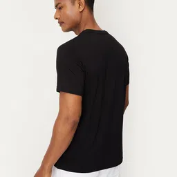 max Men Solid Round Neck Polycotton Black T-Shirt image 2