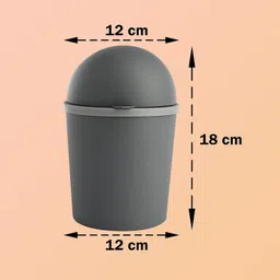 homestic Table Dustbin|Plastic Swinging Lid Waste Storage Garbage Bin (Gray) Plastic Dustbin image 2