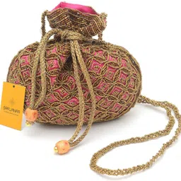 srajanaa Women Pink, Gold Potli-picture-17