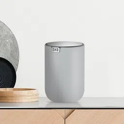 obsessions Grey Round Eko Mini Desk Trash Can With Swing-Top Lid 1.5 Litre image 1
